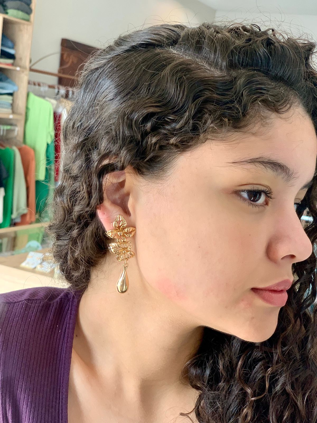 MAXXI BRINCO DOURADO FLOR DUPLA