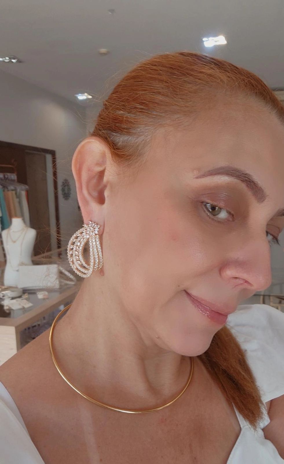 BRINCO FESTA DOURADO C/ RAMO ZIRCONIA